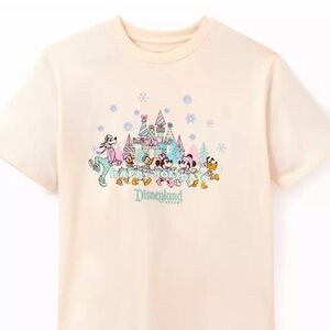 New Disney Park Release Christmas Disney Cream Short Sleeve Tee with Characters